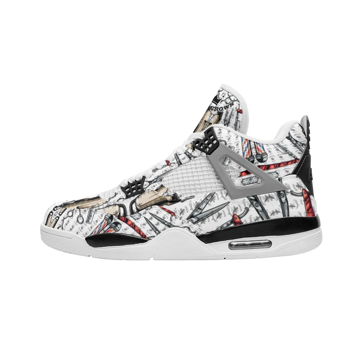 All-Over Print Men's Air Cushion Basketball Shoes themed barber 2