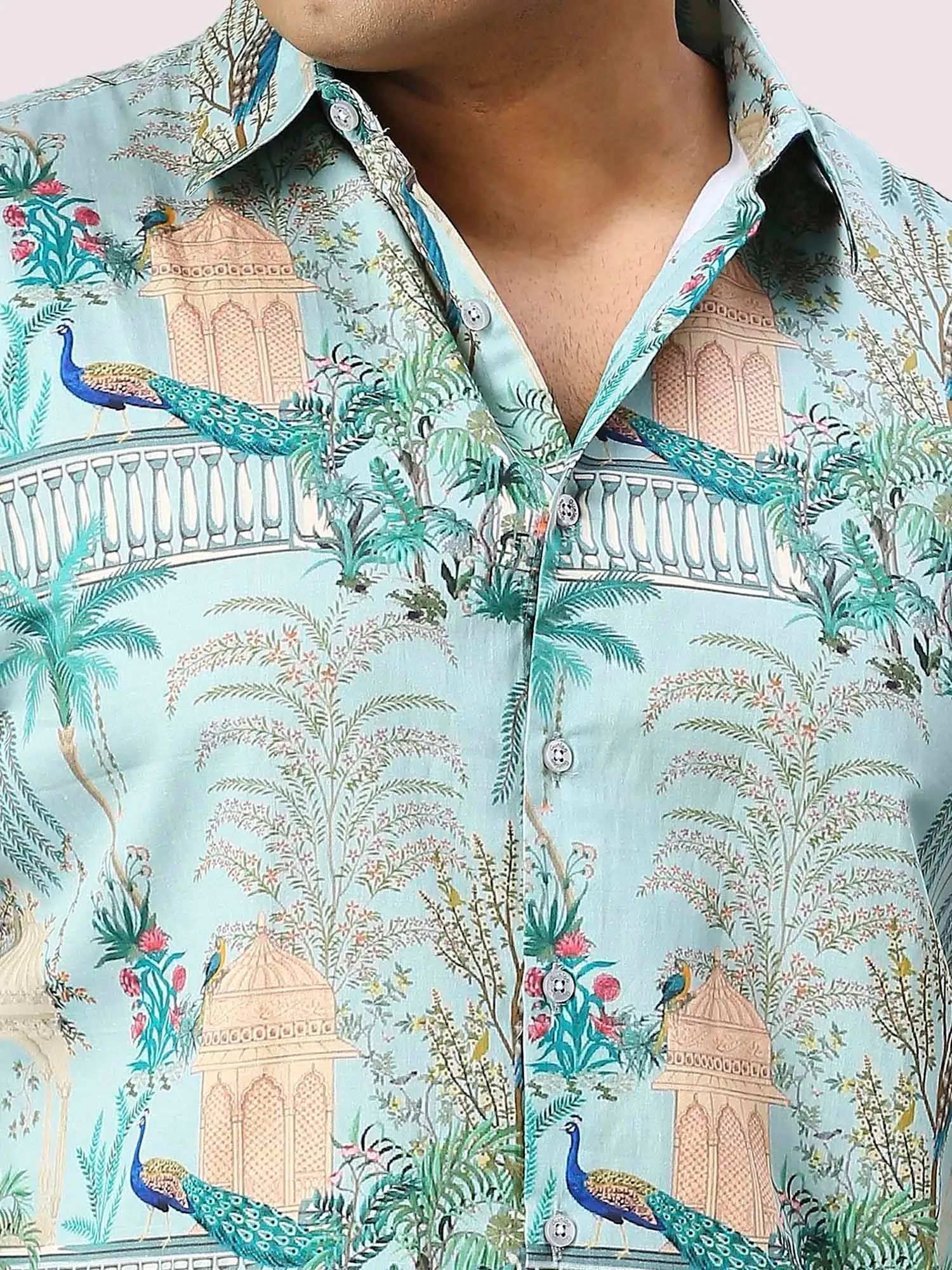 Aqua Island Digital Printed Full Sleeve Men's Plus Size Shirt