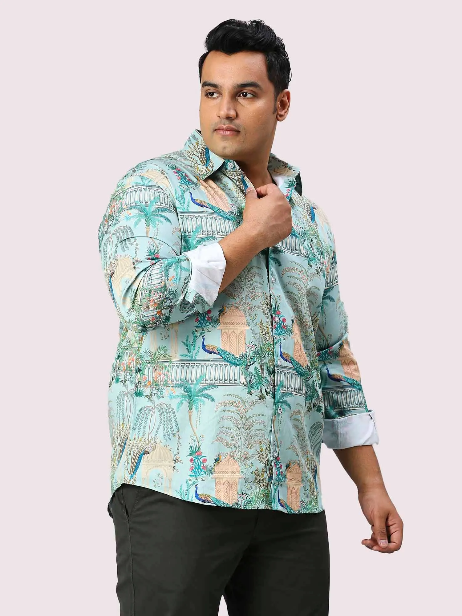 Aqua Island Digital Printed Full Sleeve Men's Plus Size Shirt