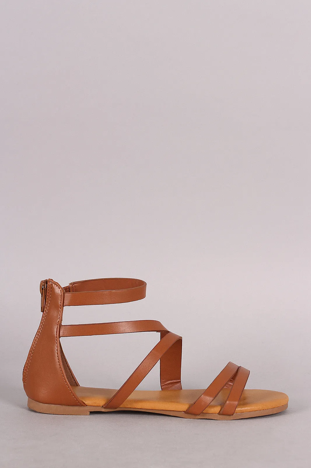 Bamboo Slanted Open Toe Flat Sandal