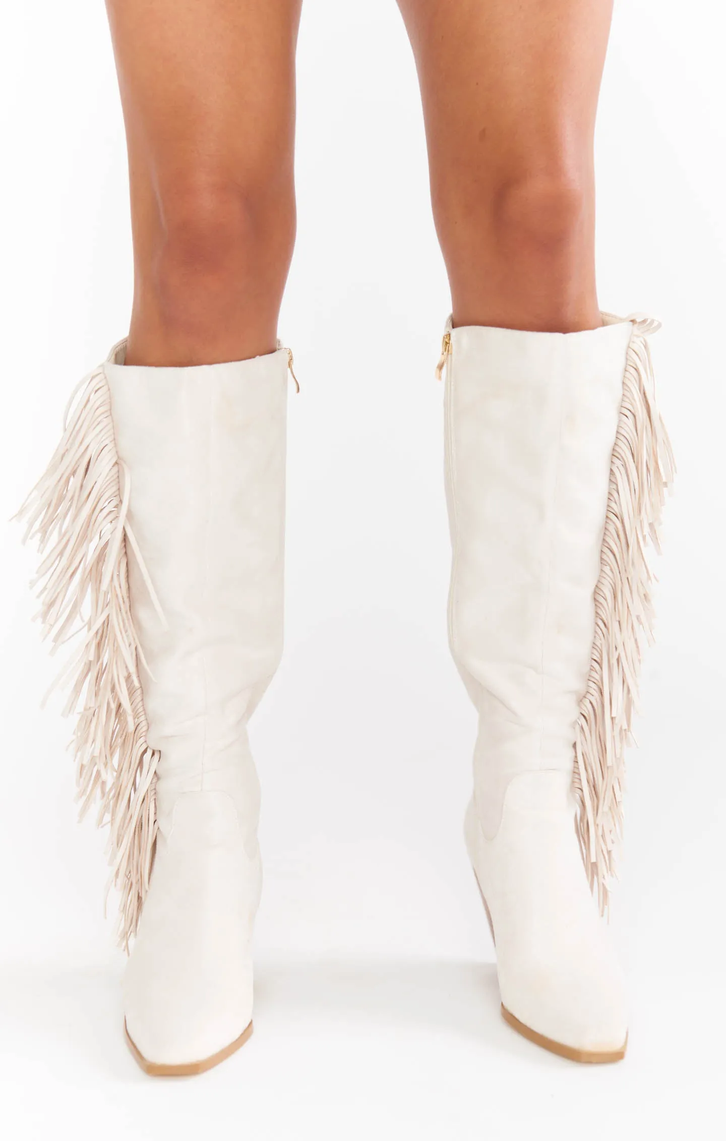 Billini Ceylan Fringe Boot ~ Cream Suede