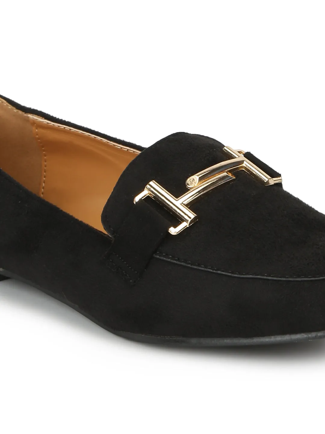 Black Micro Loafer Belly Flats