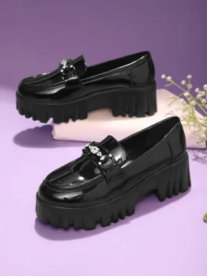 Black Patent Block Loafers (TC-B06563-BLK)