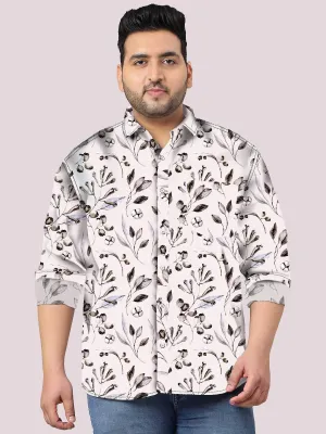 Boho Flowers Digital Printed Full Sleeve Shirt Men's Plus Size