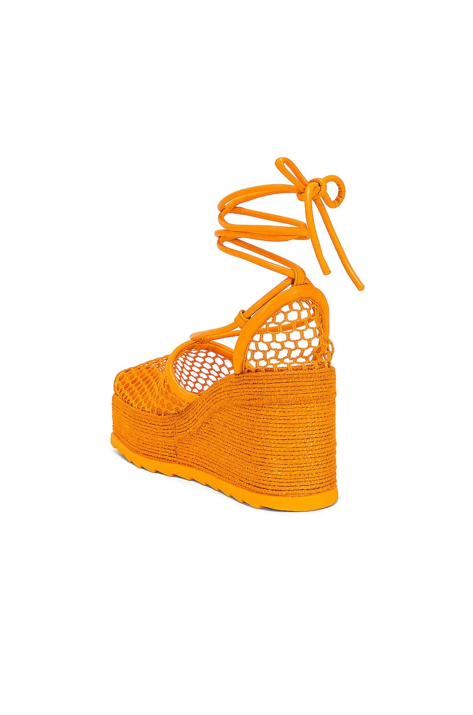 Bottega Veneta Stretch Lace Up Espadrilles, Tangerine