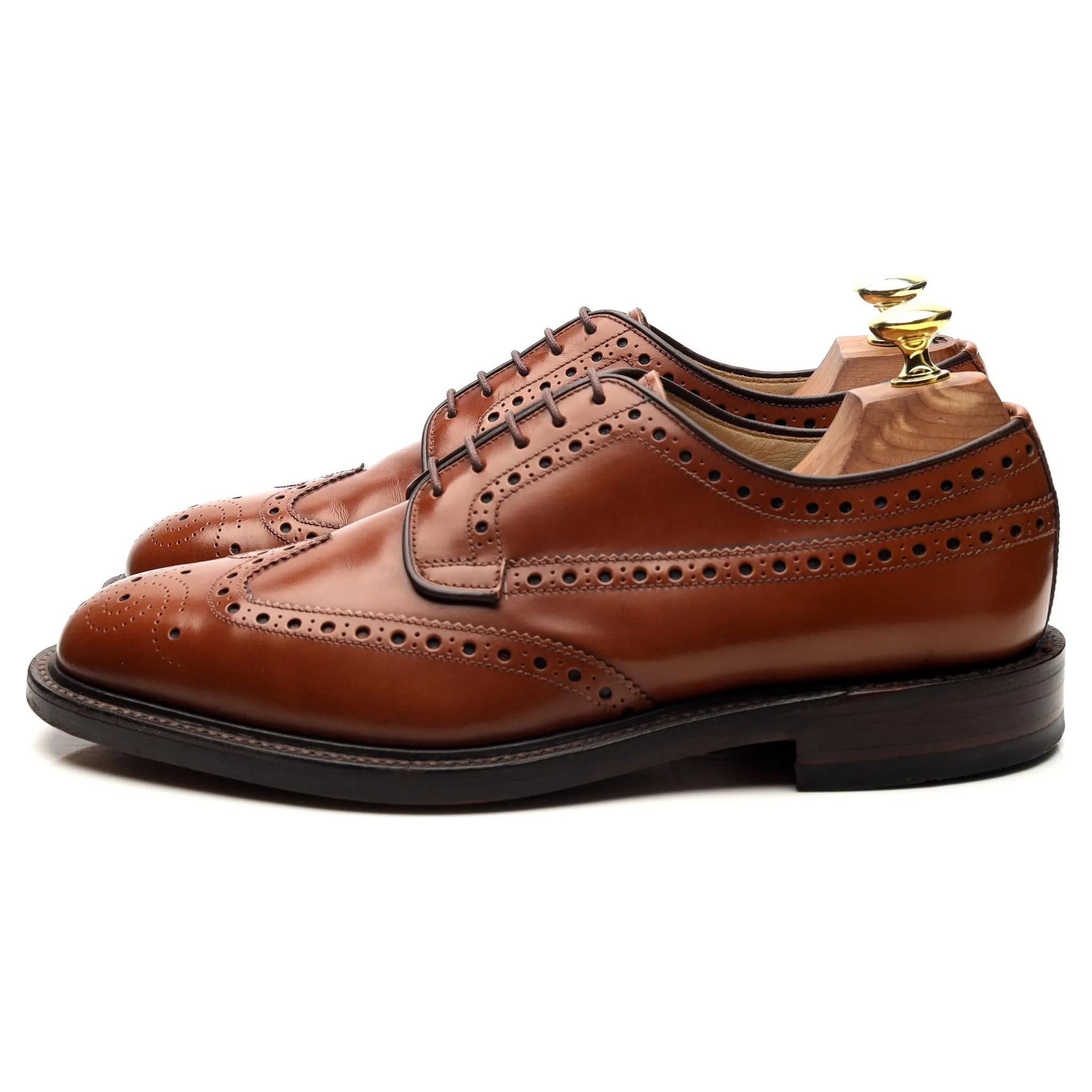 'Braemar' Tan Brown Leather Derby Brogues UK 7 F