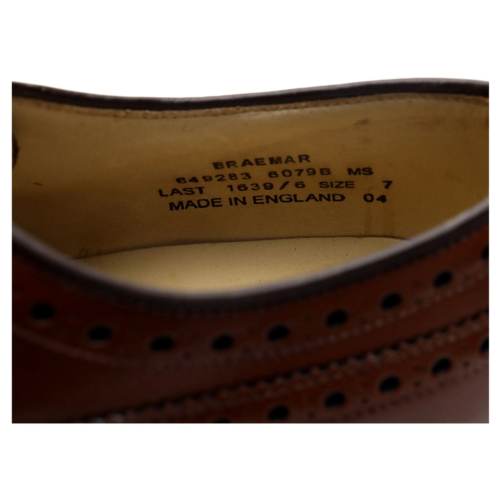 'Braemar' Tan Brown Leather Derby Brogues UK 7 F