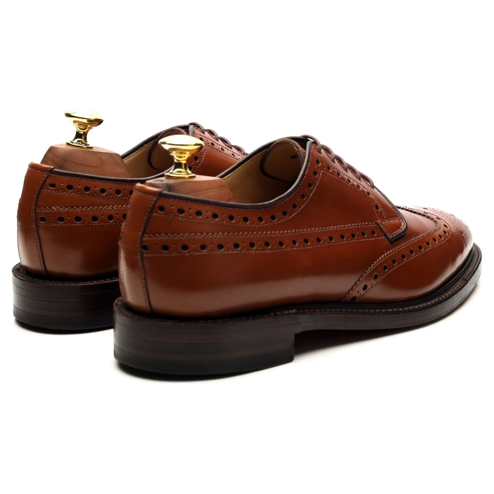 'Braemar' Tan Brown Leather Derby Brogues UK 7 F