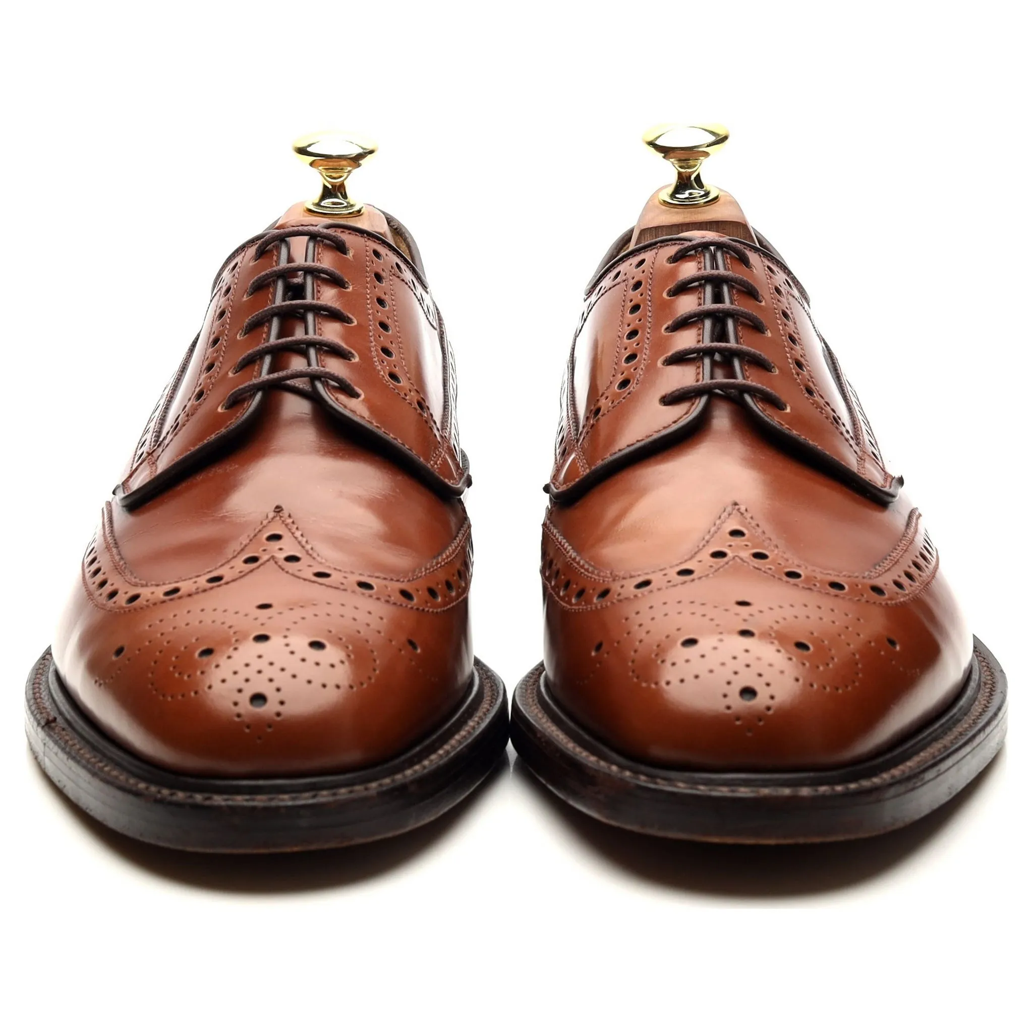 'Braemar' Tan Brown Leather Derby Brogues UK 7 F