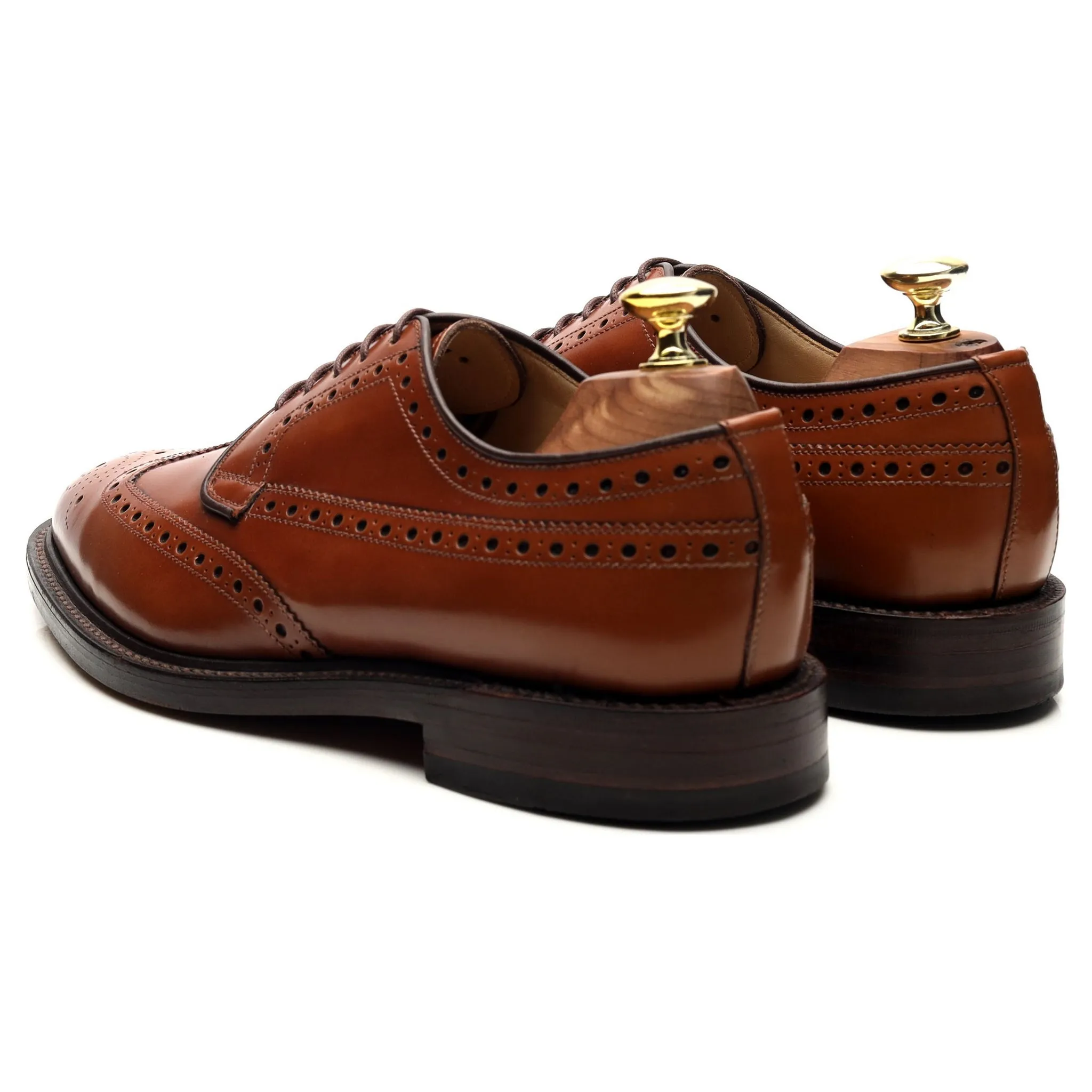 'Braemar' Tan Brown Leather Derby Brogues UK 7 F