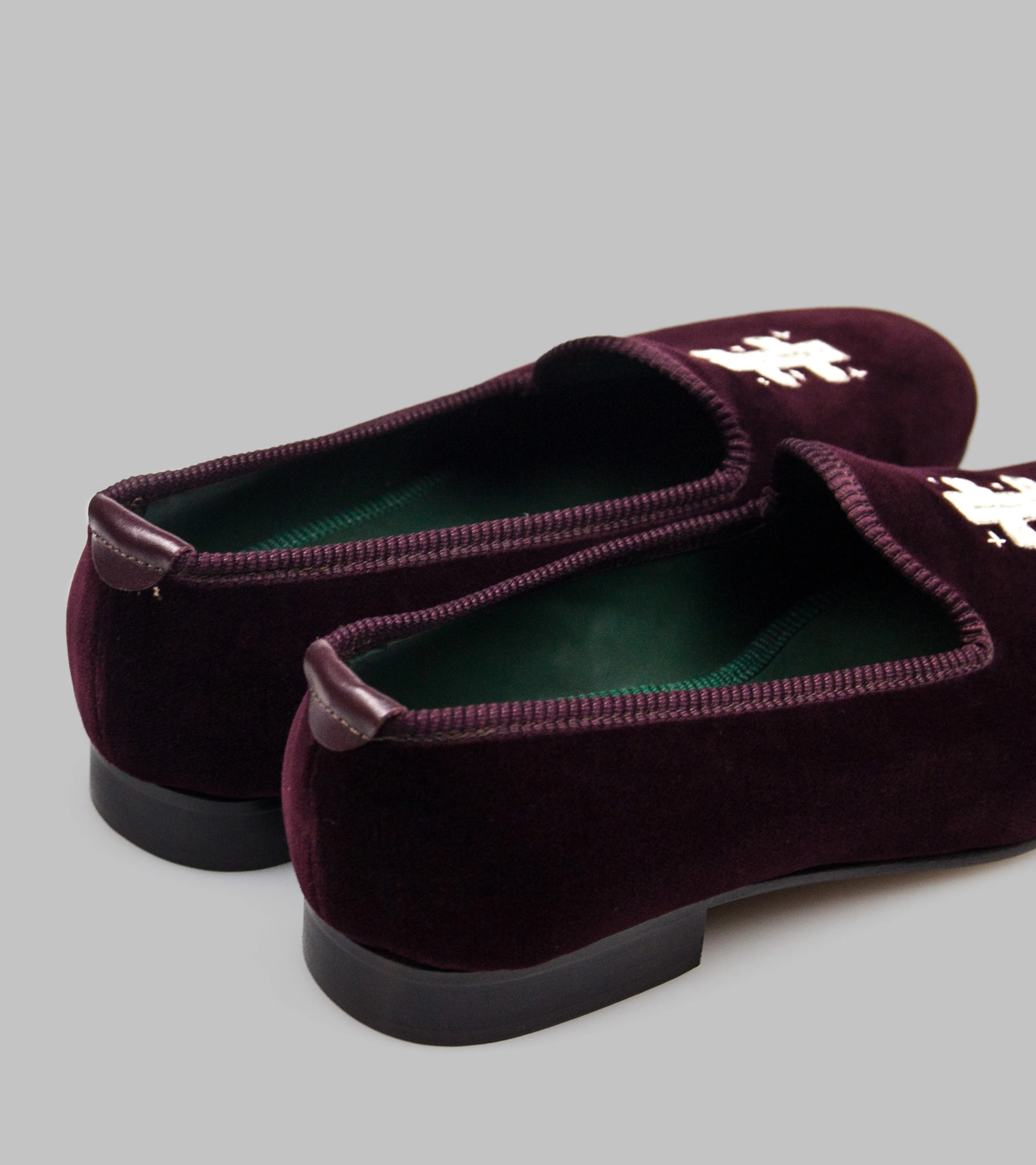 Bryceland's x Bowhill & Elliott Velvet Slippers Wine