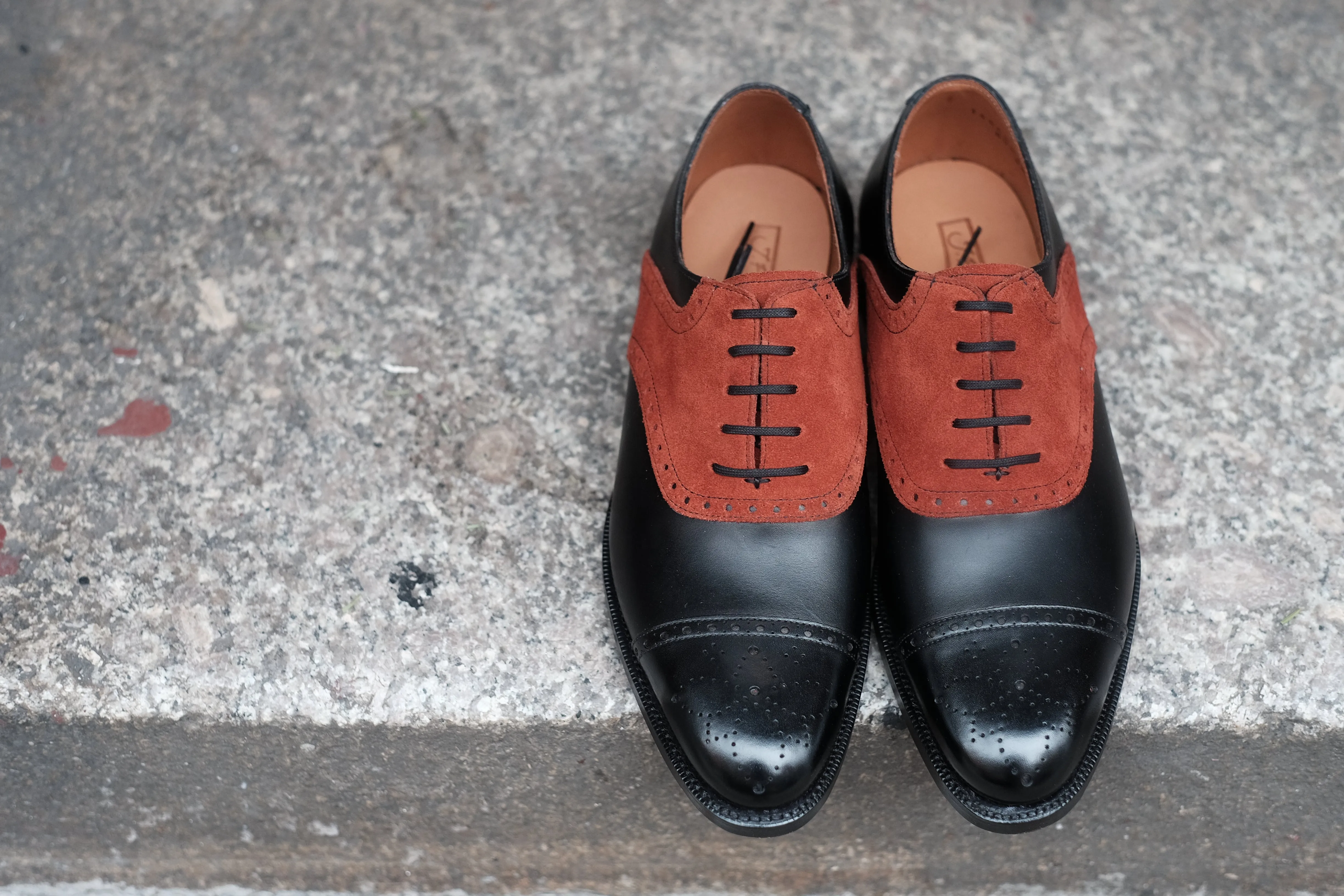 Burien - MTO - Black Calf / Rust Suede - TMG Last - Single Leather Sole