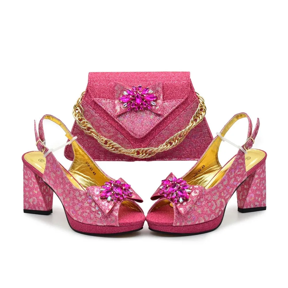 Chic Italian Shoes & Bag Set with Stones for Parties