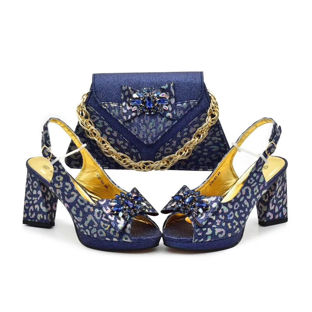 Chic Italian Shoes & Bag Set with Stones for Parties