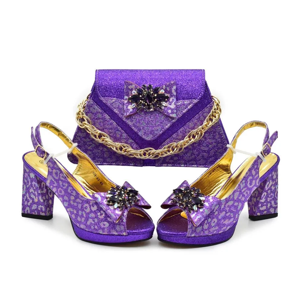 Chic Italian Shoes & Bag Set with Stones for Parties