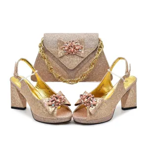 Chic Italian Shoes & Bag Set with Stones for Parties