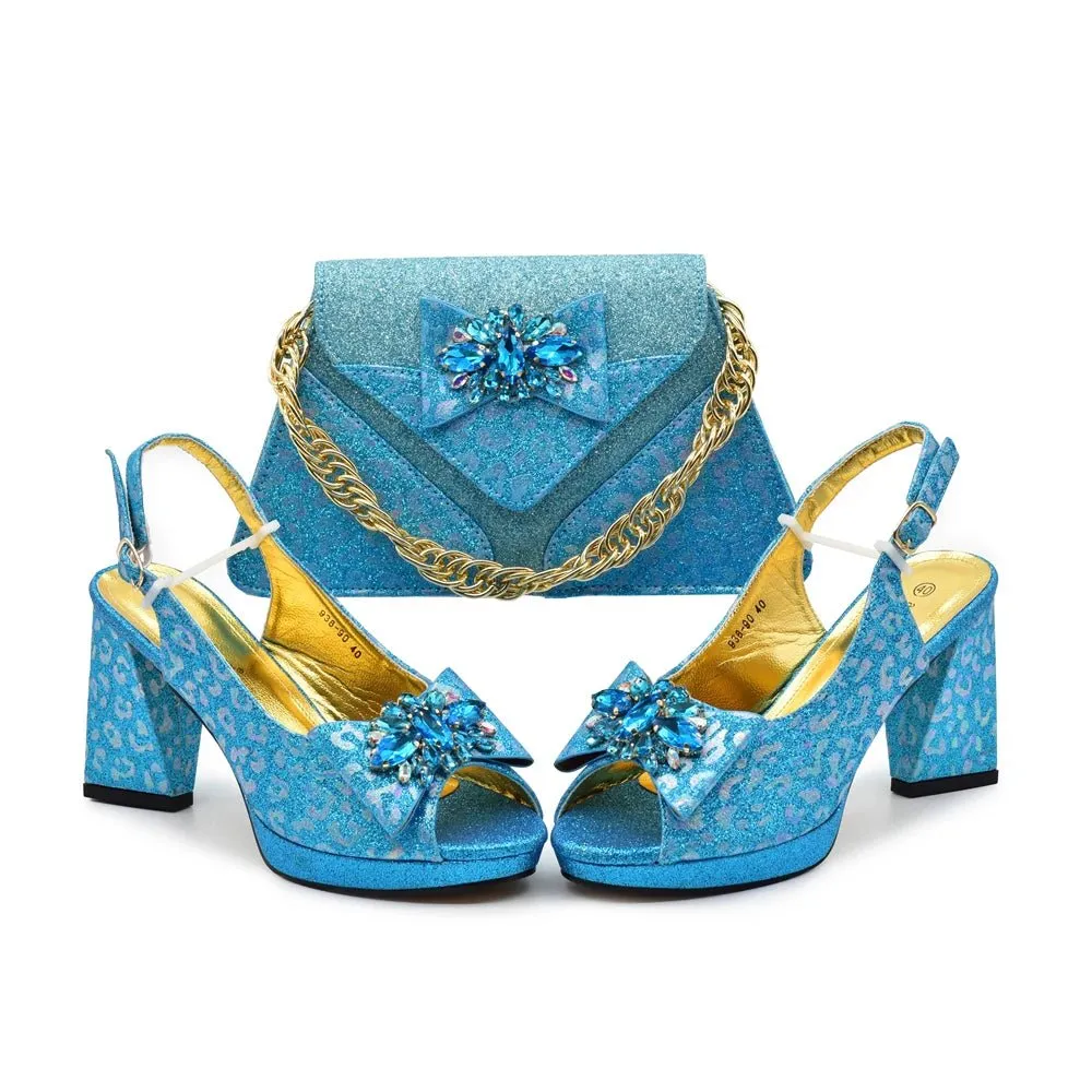 Chic Italian Shoes & Bag Set with Stones for Parties