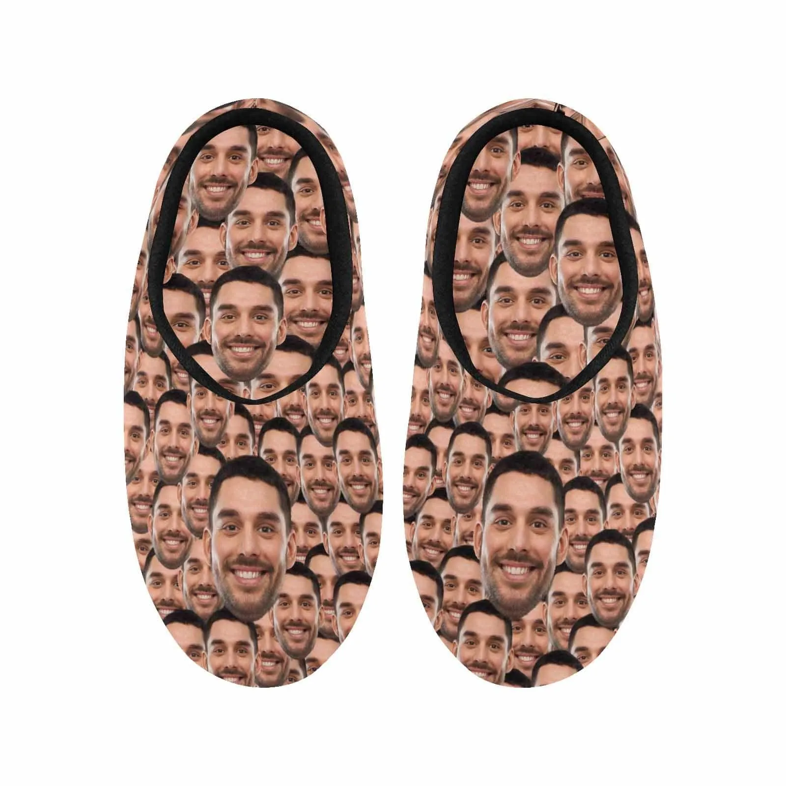 Couple Gift Seamless Custom Face Photo All Over Print Personalized Non-Slip Cotton Slippers For Girlfriend Boyfriend