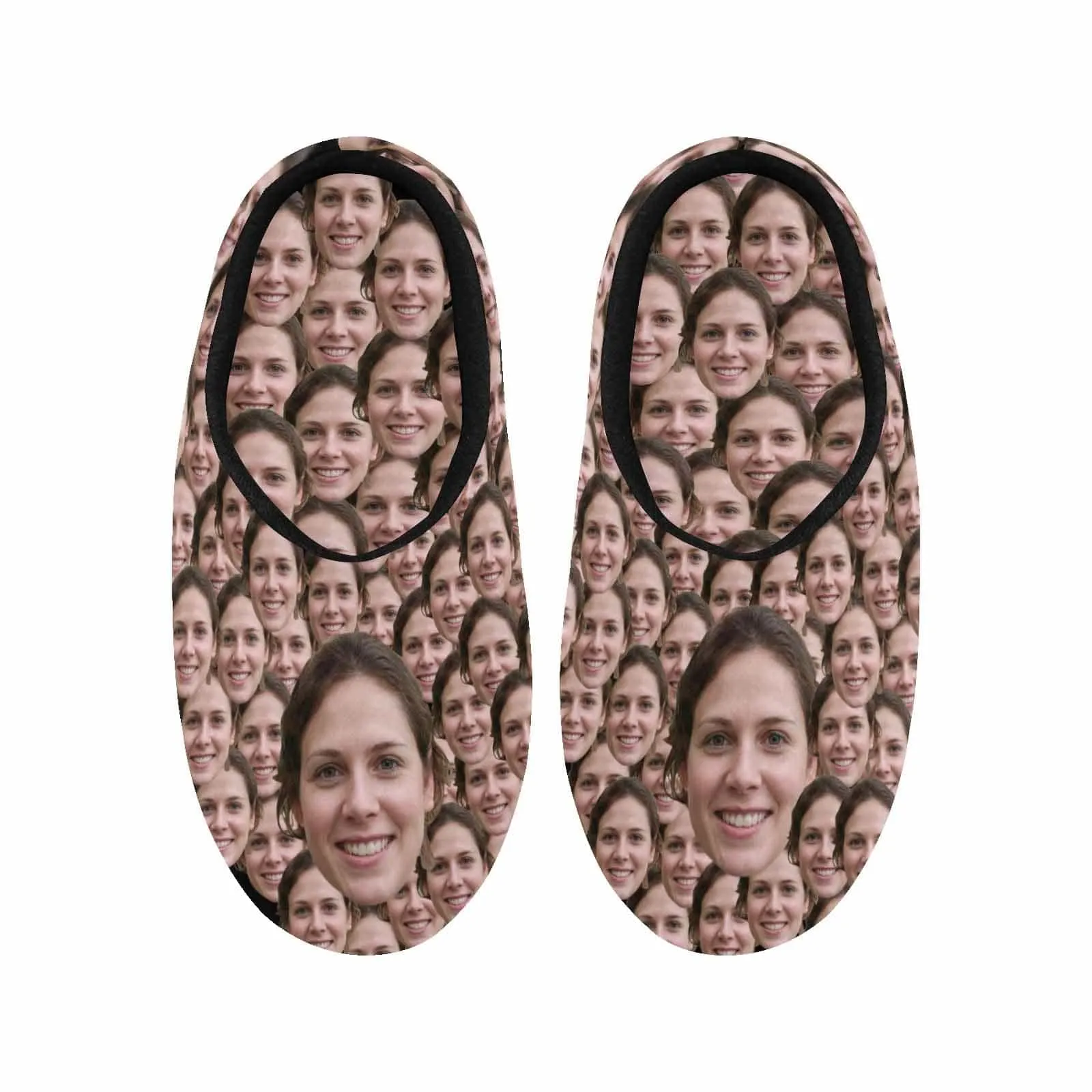 Couple Gift Seamless Custom Face Photo All Over Print Personalized Non-Slip Cotton Slippers For Girlfriend Boyfriend