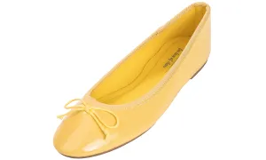 Feversole Women's Macaroon Lemon Memory Foam Cushion Insock Patent Ballet Flat