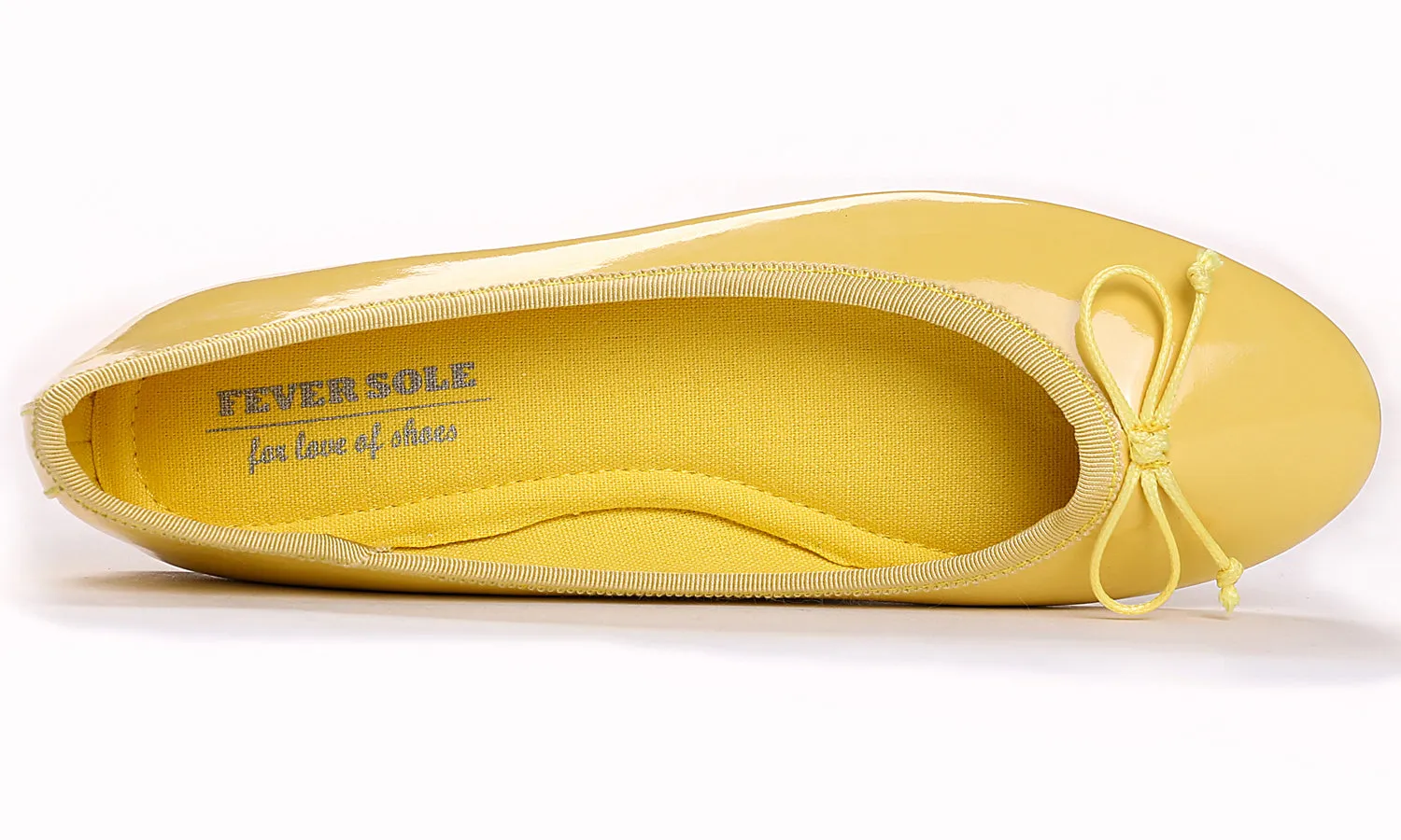 Feversole Women's Macaroon Lemon Memory Foam Cushion Insock Patent Ballet Flat