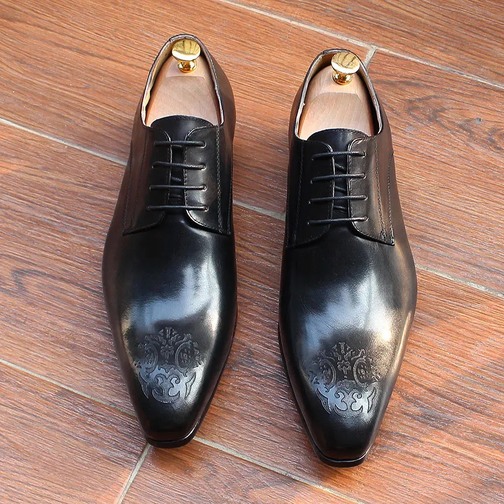 Genuine Leather Pointed Toe Oxfords Shoes