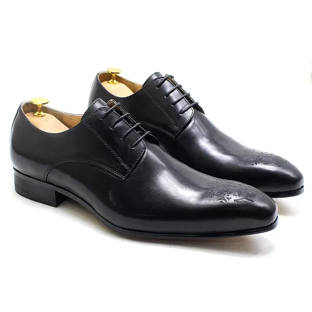 Genuine Leather Pointed Toe Oxfords Shoes