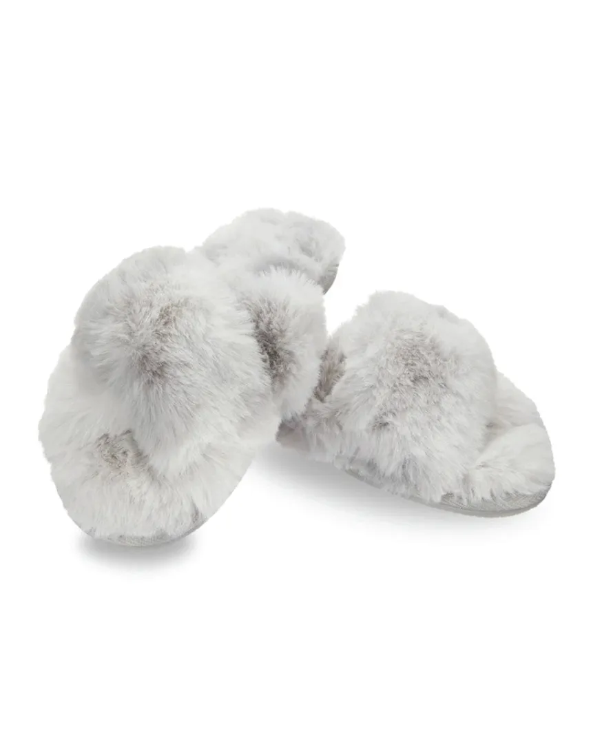 Gray Fur Slippers