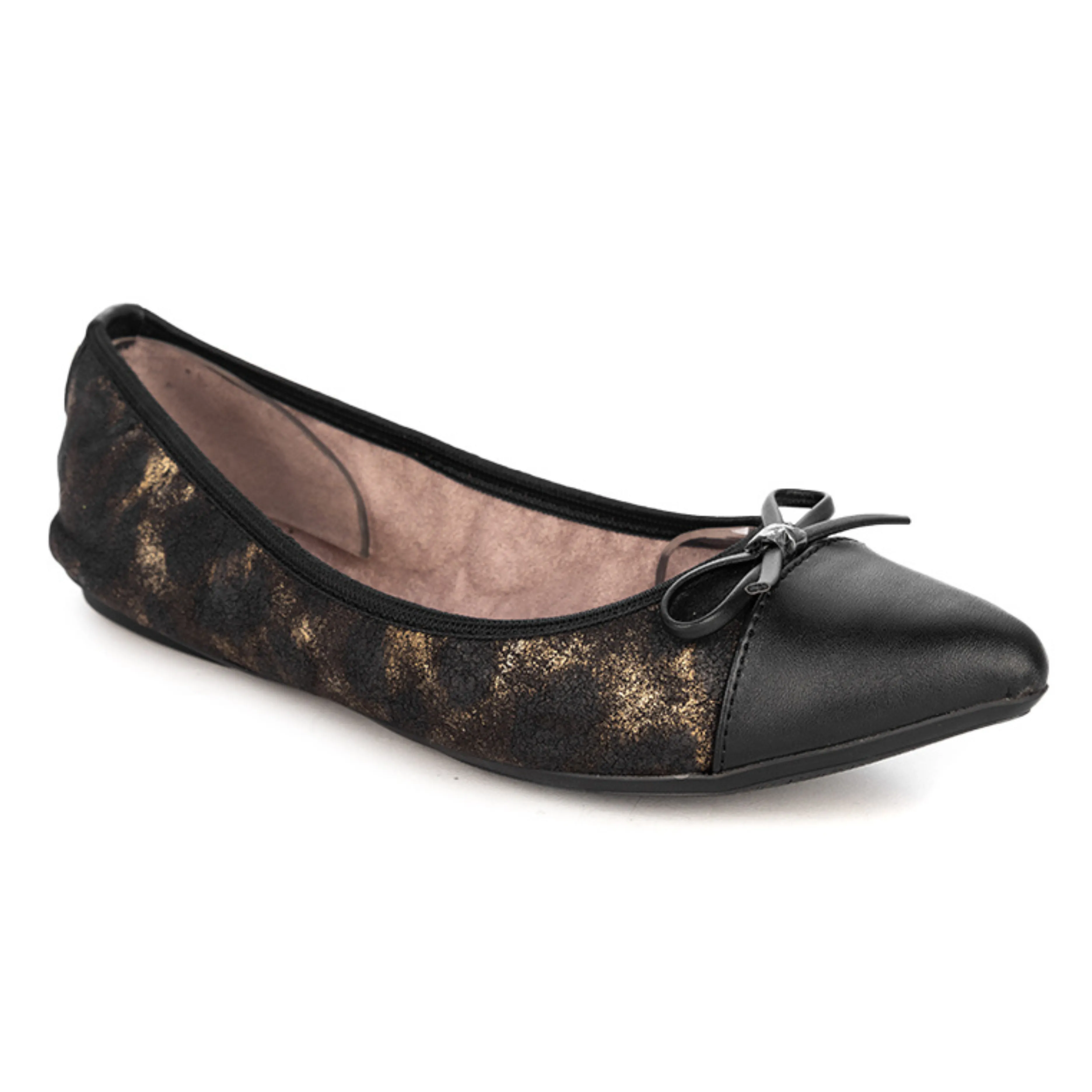 HOLLY Ballet Flat Shoes - Black Animal