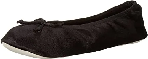 Isotoner Satin Ballerina Slipper Black