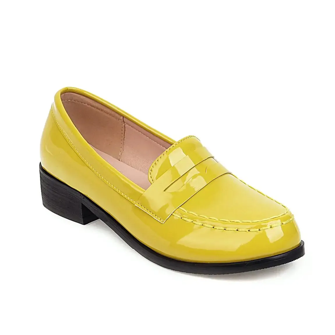 KIylethomasw Spring Autumn New Women Low Heels Loafers Slip On Patent Leather Casual Daily Work Shoes Purple Black Yellow Plus Size 41 42 43