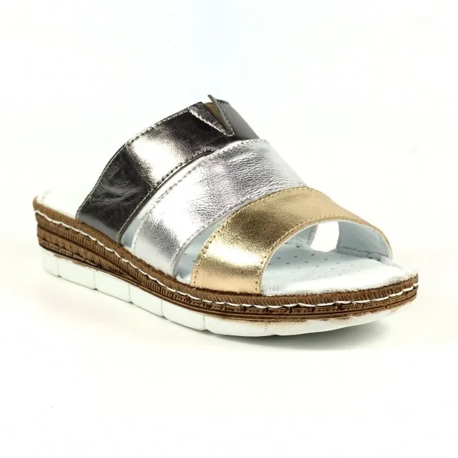 Ladies Lunar Mule Multi Leather Slider Leoni Flats sale