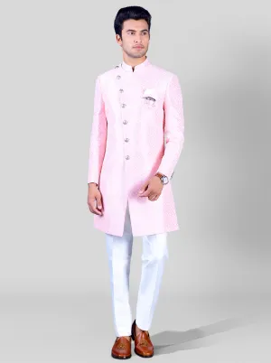 Light Pink & White Indowestern | Azania