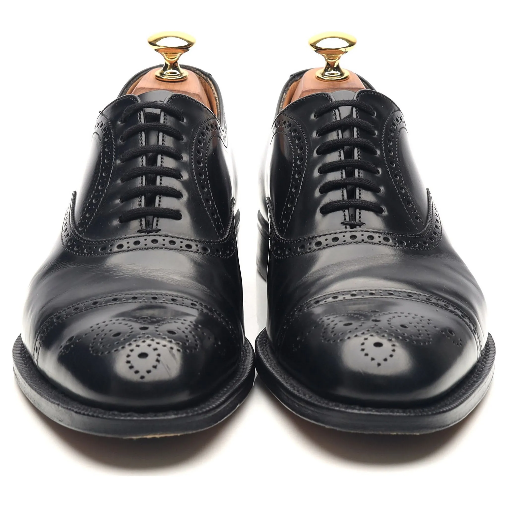 'London' Black Leather Oxford Semi Brogues UK 6 F