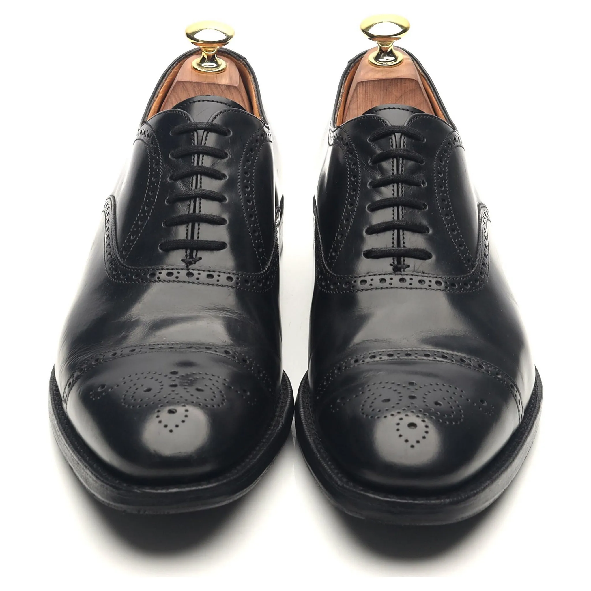 'London' Black Leather Oxford Semi Brogues UK 7.5 F