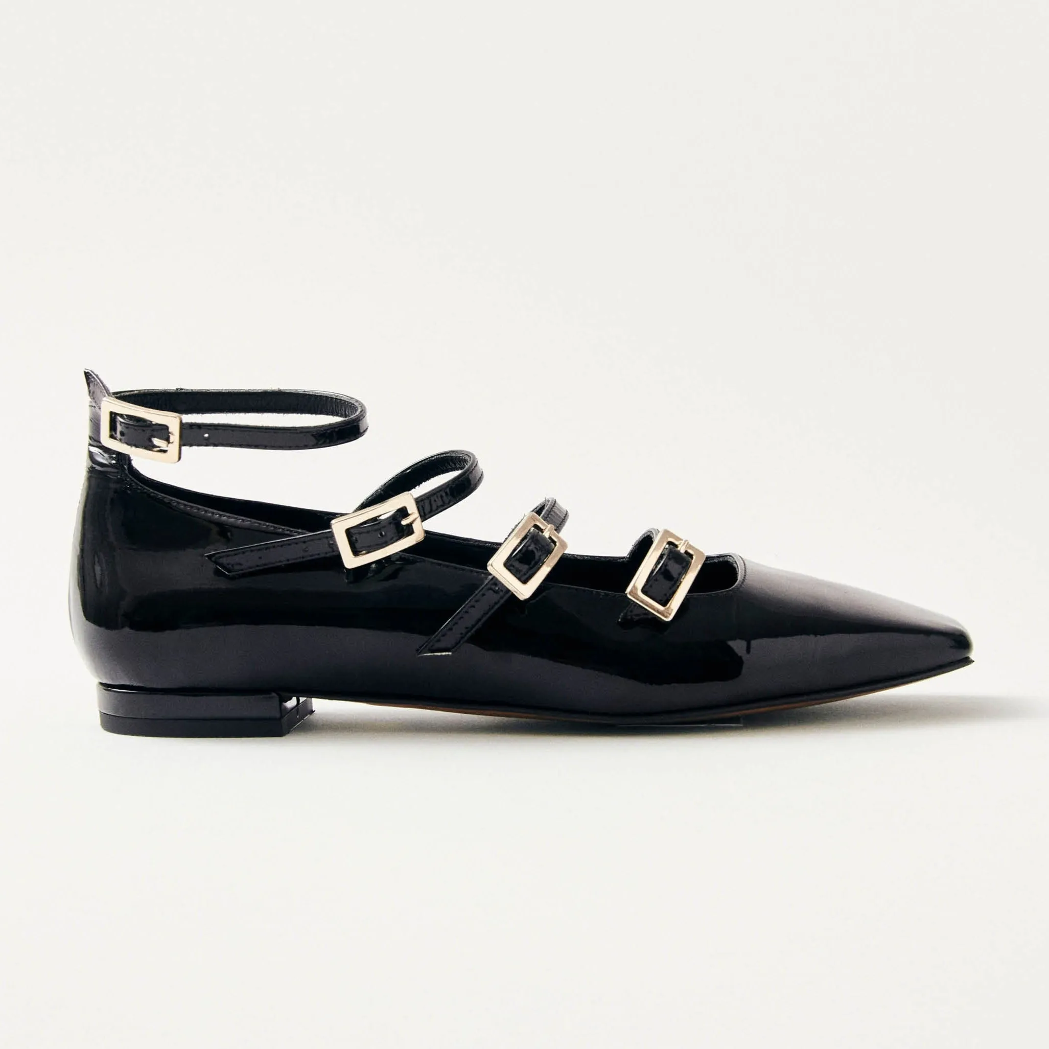 Luke Onix Black Leather Ballet Flats