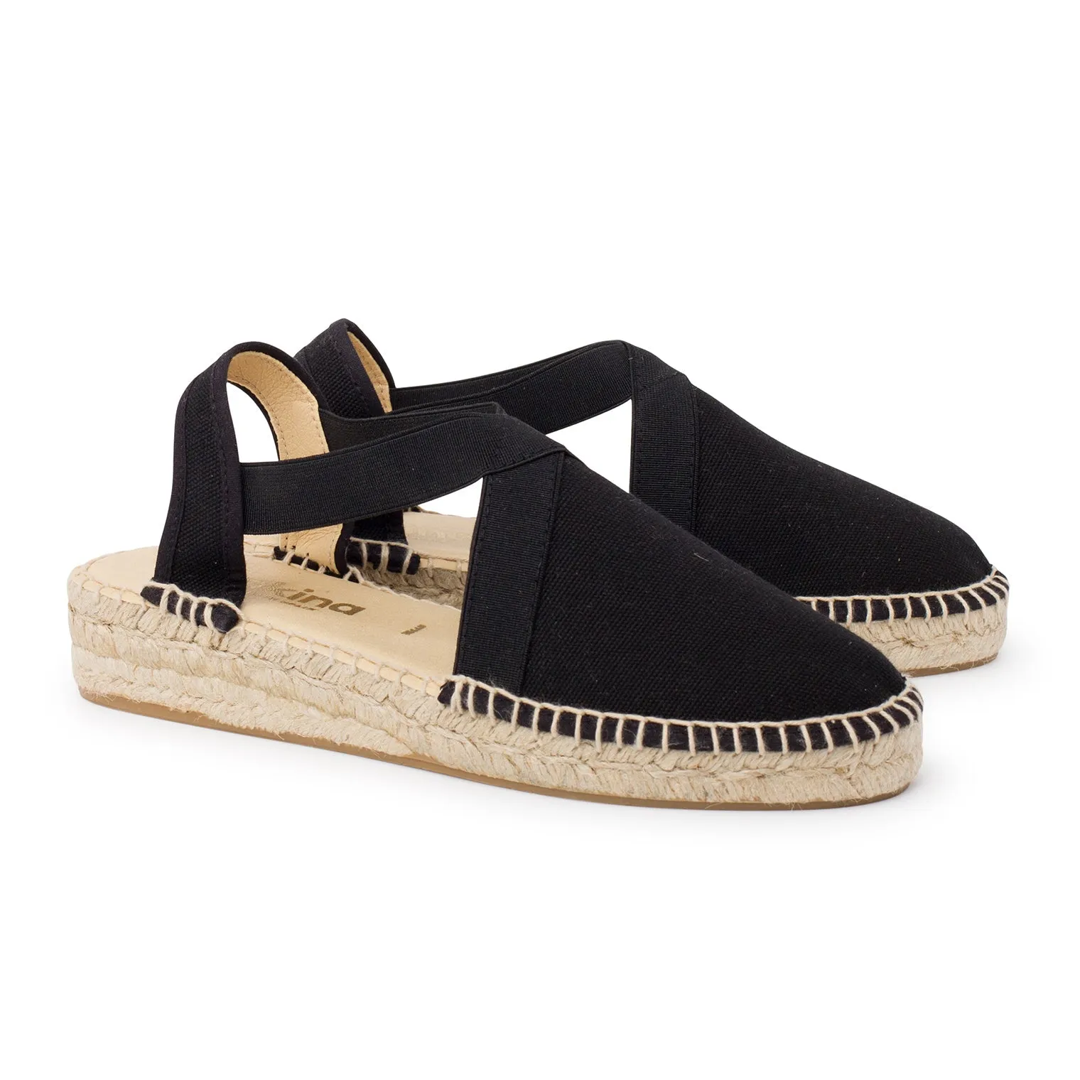 Marseille Eco Canvas Vegan Espadrille Wedges - Black