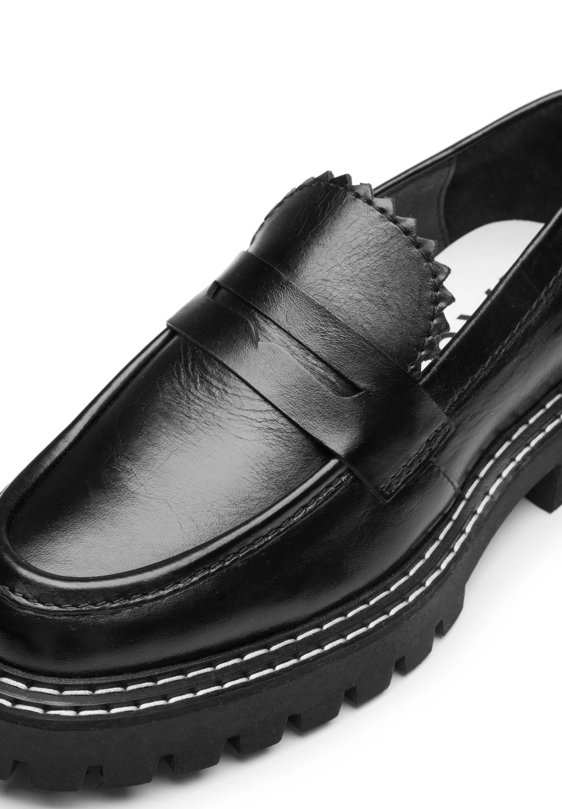 Matter Black Leather Loafers