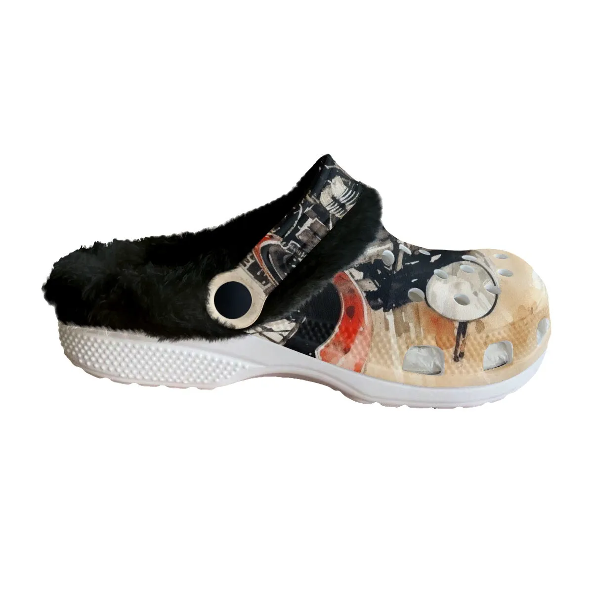 Mc#22 Men's Classic Clogs with Fleece, motorcycle print