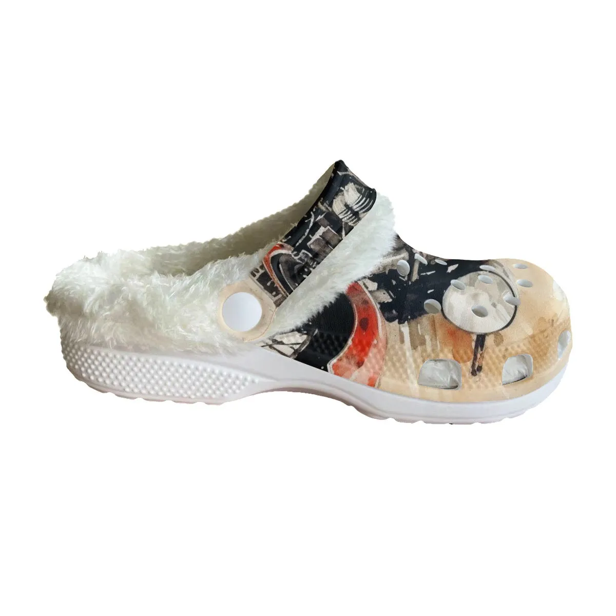 Mc#22 Men's Classic Clogs with Fleece, motorcycle print