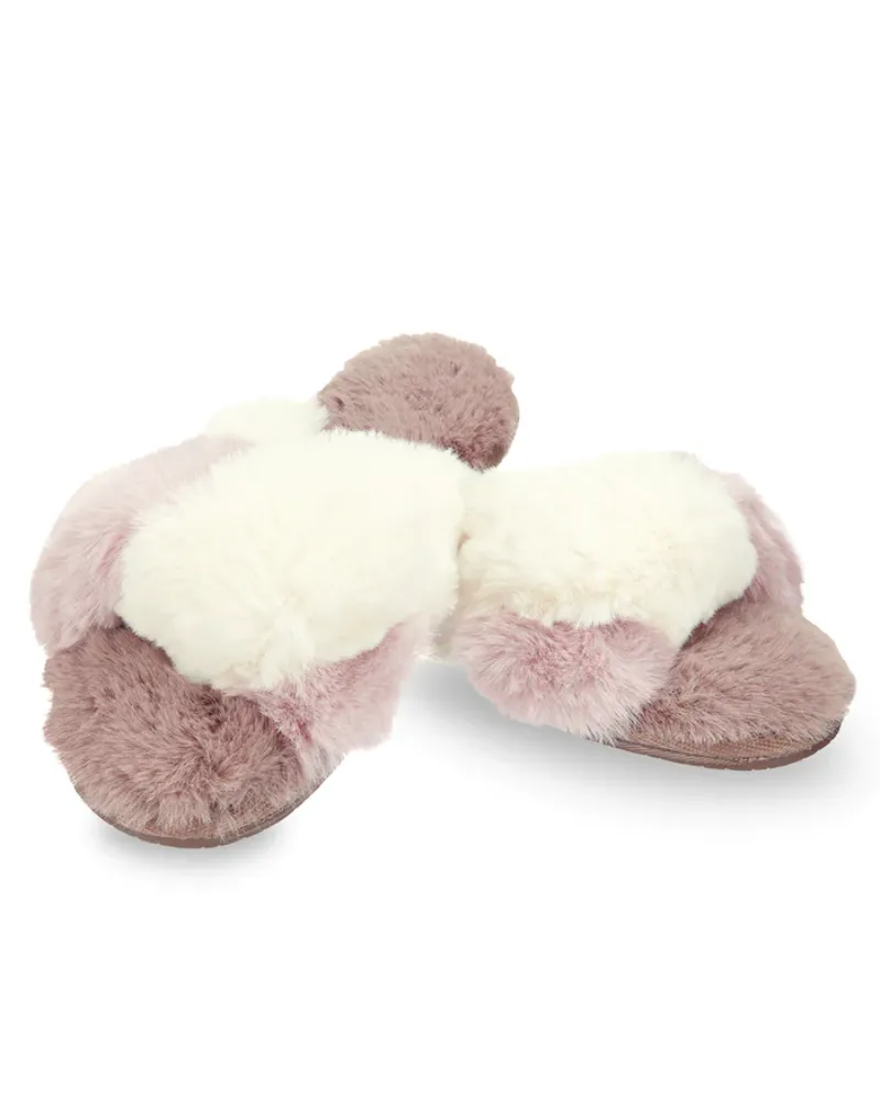 Me Moi Rita Plush Open Toe Slippers