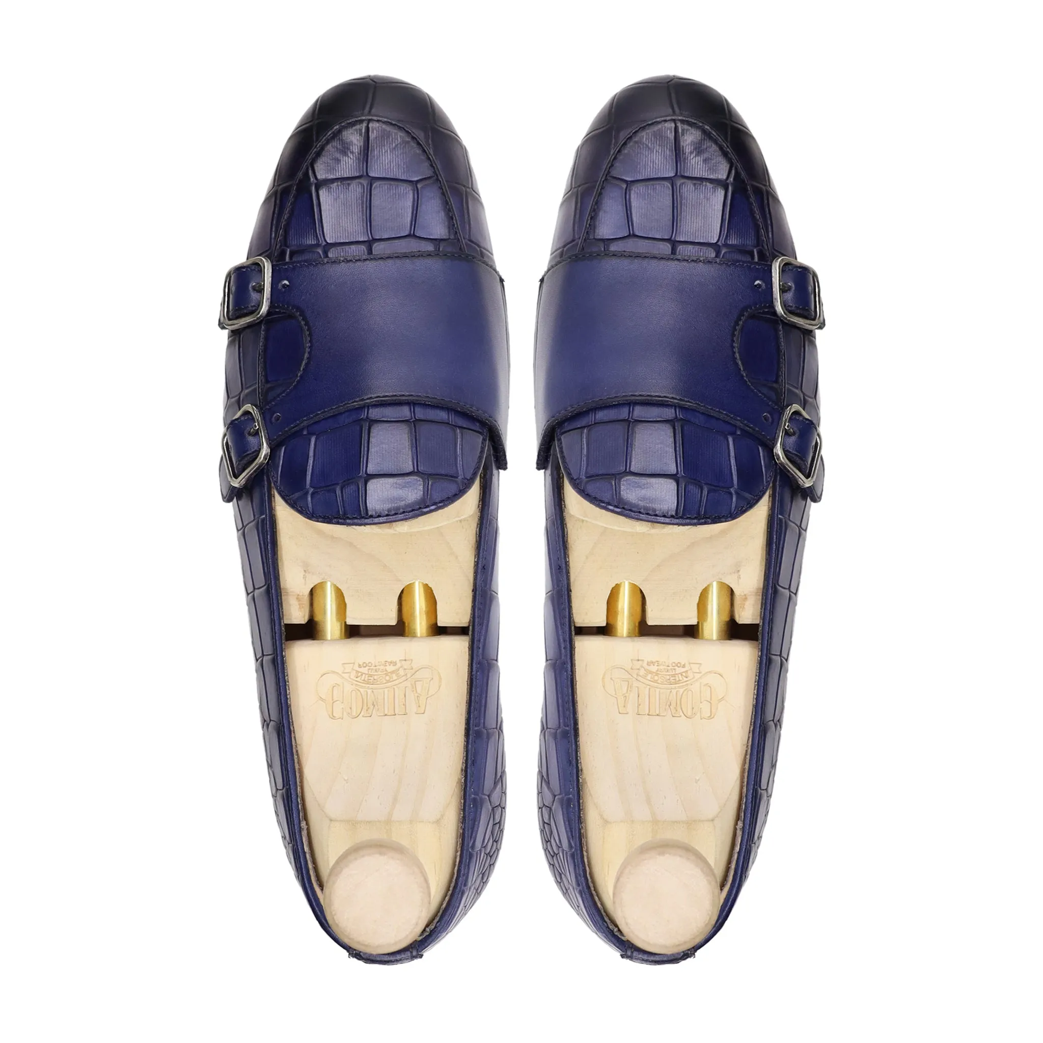 Medellin - Men's Blue Calf Leather Double Monkstrap