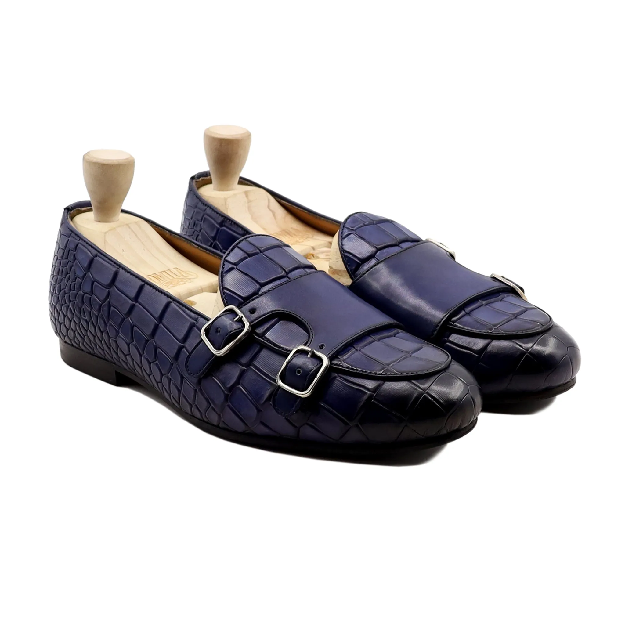 Medellin - Men's Blue Calf Leather Double Monkstrap