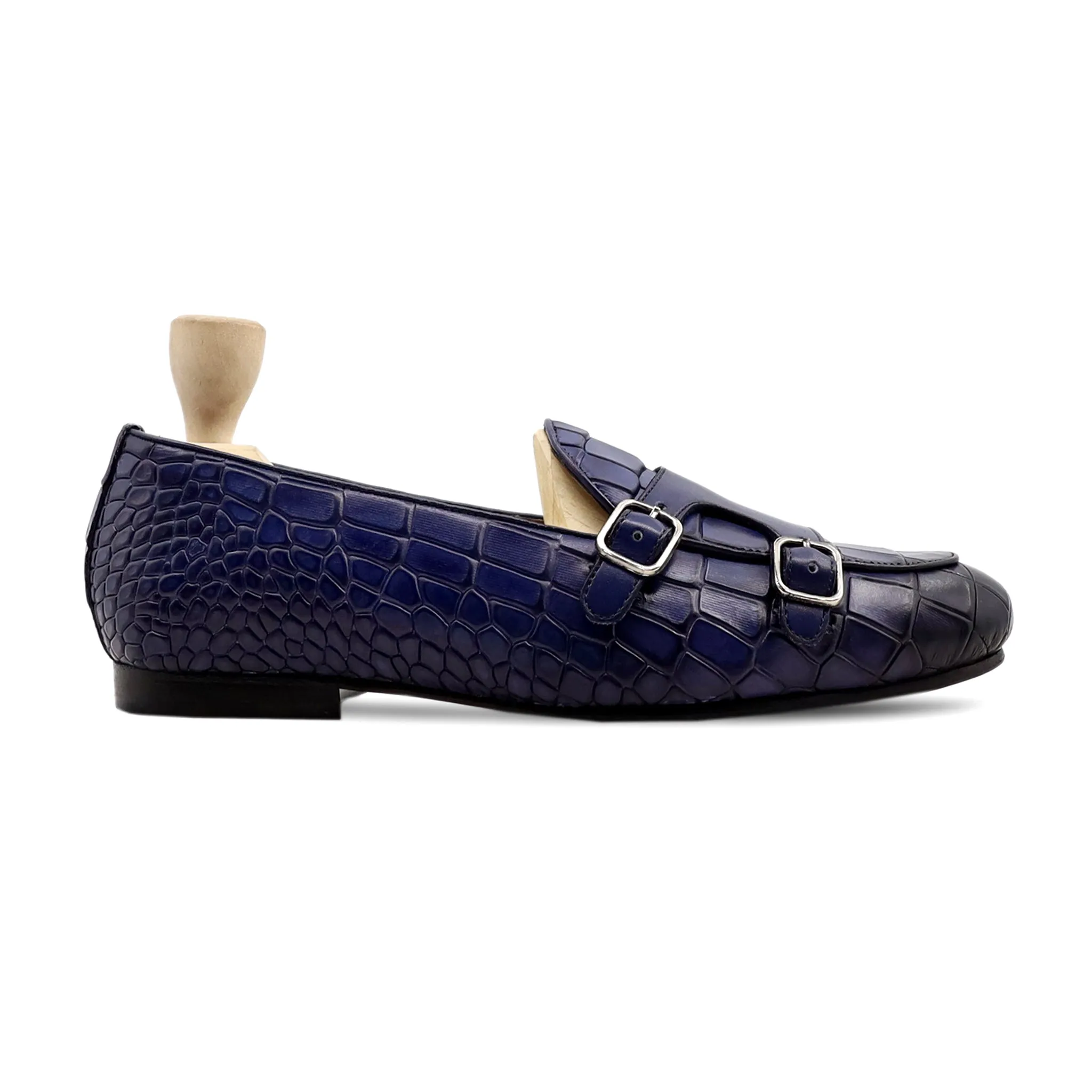 Medellin - Men's Blue Calf Leather Double Monkstrap