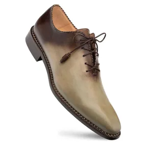 Mezlan Barbaro Olive/Mocha Calfskin Leather Two-Tone Whole-Cut Oxfords