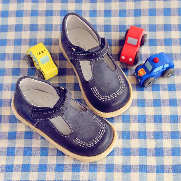 Petit Shoes Boys Blue T-Bar Shoe