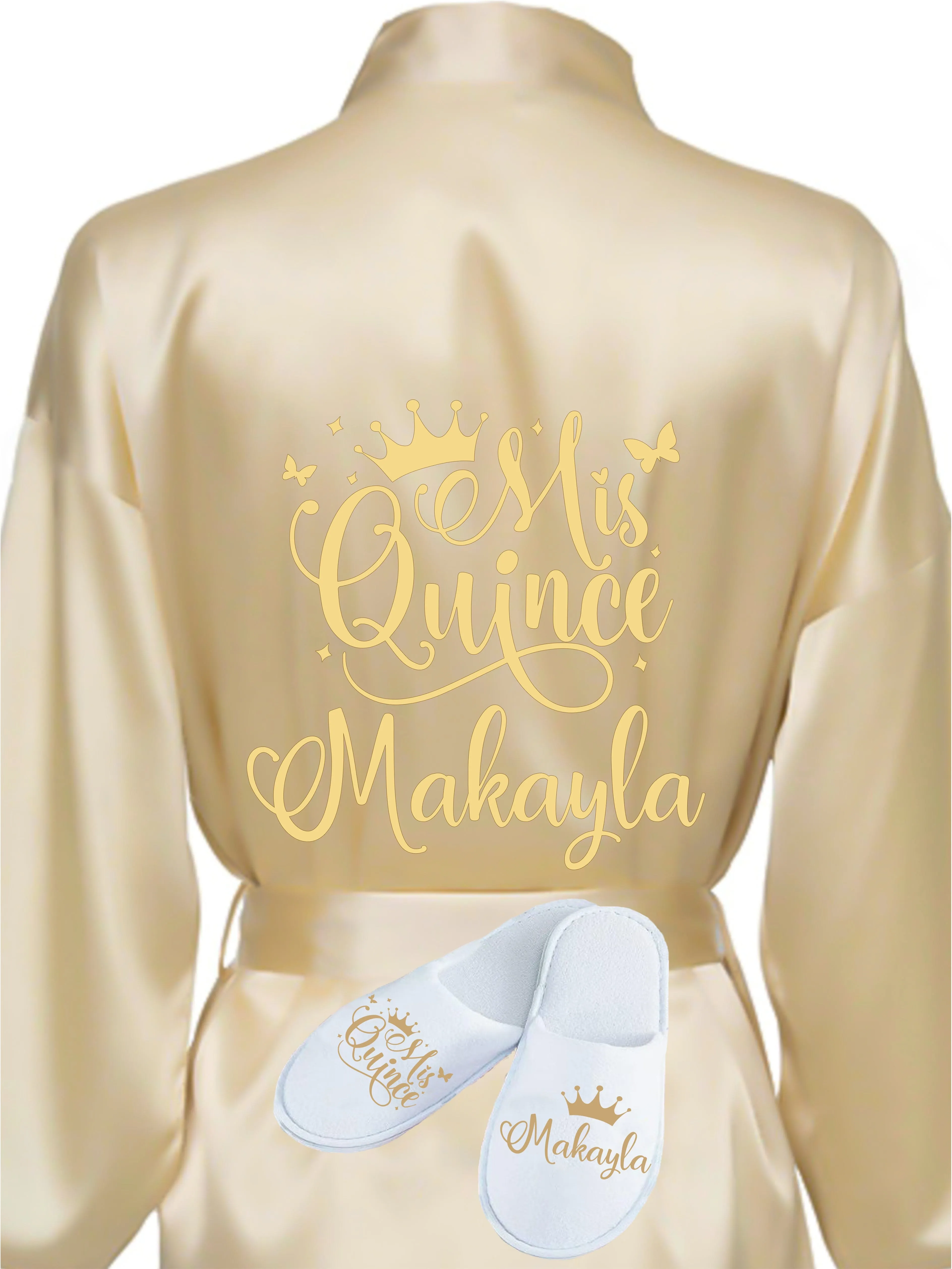 Quinceanera Gold robe with slippers