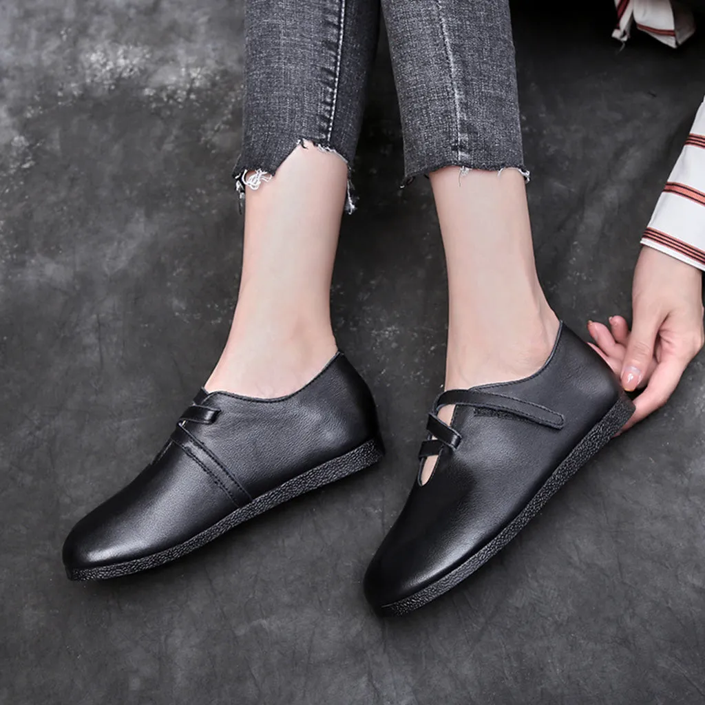 Retro Comfortable Leather Flat Shoes | Gift Shoes