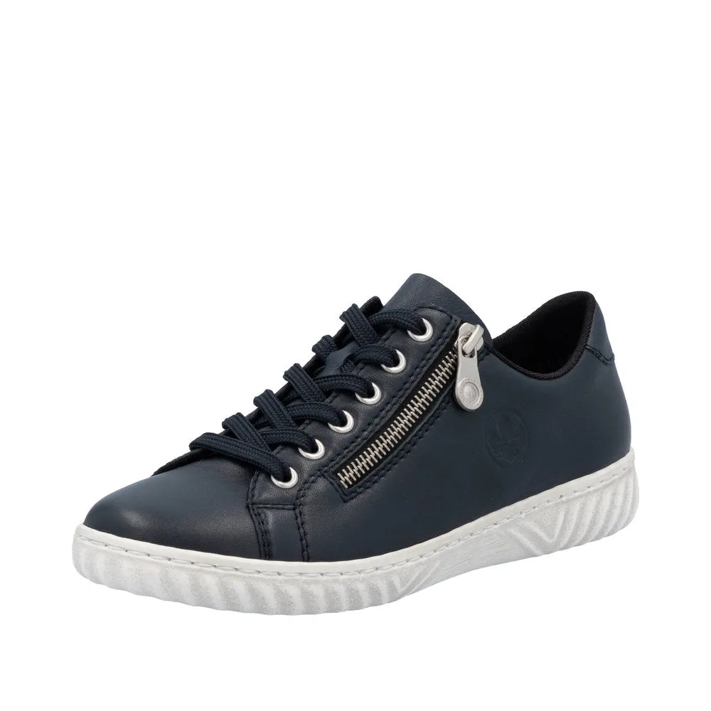 Rieker Ladies Shoes Navy Soft Uppers Zip Trainers N0900-14