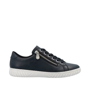 Rieker Ladies Shoes Navy Soft Uppers Zip Trainers N0900-14